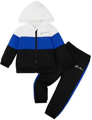 Hotfiary Survêtement 2 pièces pour enfants garçons à manches longues avec fermeture éclair - Veste à capuche et pantalon de jogging - Pantalon de jogging - Pantalon de jogging - Pour la course à pied