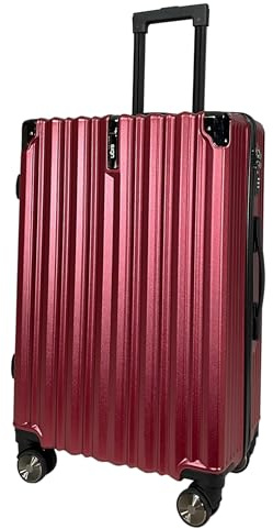 SIGN Hartschalen Reisekoffer Trolley ABS Tasche Leicht 4 Doppelrollen (Handgepäck-Mittel-Groß-Set) Nummernschloss (Rot, Mittlerer Koffer (65cm))