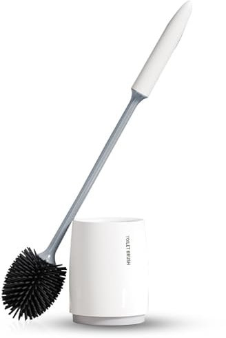Spazzolone Bagno in Silicone per la Massima Igiene, Scopino Wc in Silicone Bianco, Scopettino Bagno Con Supporti ad Asciugatura Rapida
