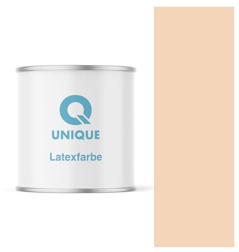 Q UNIQUE Latexfarbe 2L (ca.14m2) Hell Pfirsich Innenfarbe Wandfarbe Deckenfarbe Klasse 3 Mattfarbe Scheuerfest Hohe Deckkraft