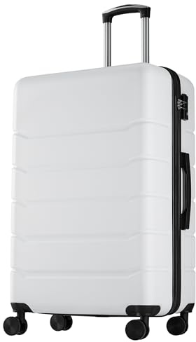 OLIXIS 20 Inch Carry-On Luggage, Hardside Suitcase with Spinner Wheels, Lightweight ABS Hard Shell Travel Luggage, TSA Approved Lock, Expandable Small Suitcase for Business & Travel–White
