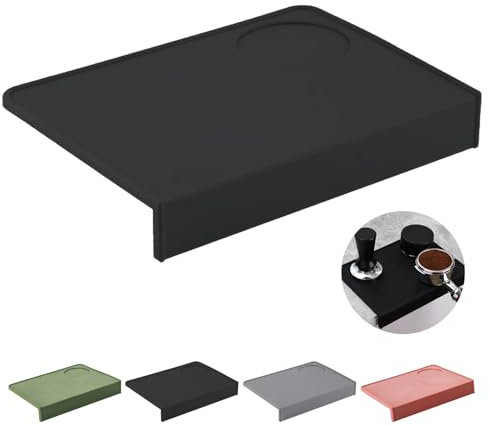MORAINJAY Coffee Tamper Mat with Stabilizing Corner Support, 15x20cm Non-Slip Silicone Espresso Mat, Reinforced Tamper Mat Black, Dishwasher Safe Barista Accessory for Home & Commercial Use