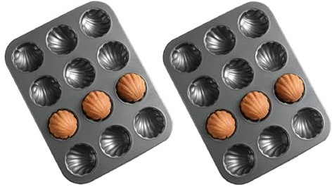 Bafnsiji 2 Pack Carbon Steel Muffin Pan, 12 Cavity Mini Muffin Pan, Carbon Steel Baking Pan, Non Stick Oven Muffin Tray, Muffin Baking Pan for Oven
