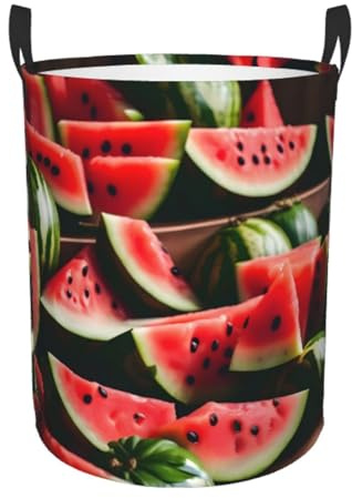 Anguria Cesto per la biancheria con stampa di frutta fresca con manico scatola rotonda pieghevole per riporre i vestiti regalo di stoccaggio di giocattoli