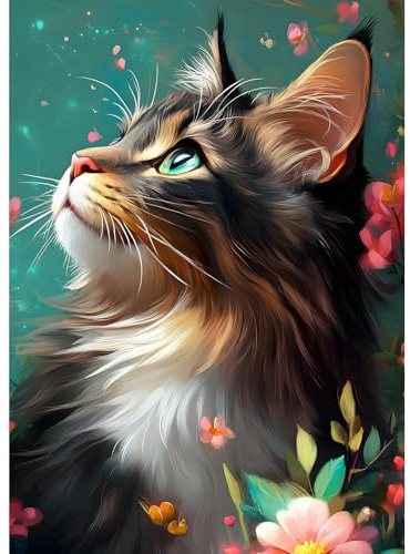 DPHERO DIY Bunte Katze Diamant Painting Kits Bilder für Erwachsene Anfänger,5D Niedlich Kätzchen Diamond Painting Set,DIY Runde Steine Blumen Diamant Kunst Kits, Diamant Art für Zuhause Dekor 30x40cm