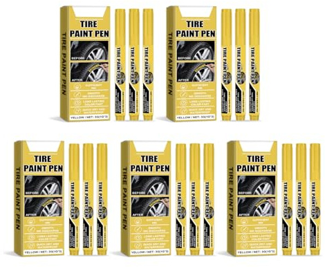 15 Piezas Pintura Neumático Amarillo Bolígrafo Marcador Resistente Agua Pen Pinta Pintura Amarilla Secado Rápido Para Neumáticos Para Automóvil Reparación Rasguños
