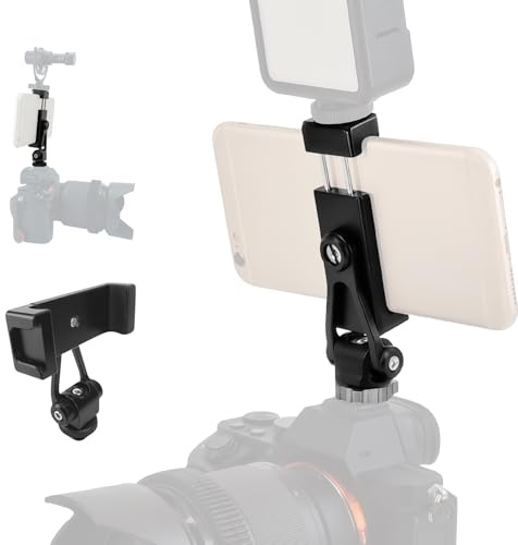 Supporto Universale per Fotocamera Telefono con Slitta a Freddo - Supporto per Treppiede a Morsetto Regolabile per Smartphone, Rotazione a 360°Impugnatura Robusta, Vlogging, Live Streaming, Fotografia