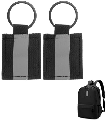 CAPASTEC Reflektoranhänger Schwarz 2 Stück Für Nachtsicherheit | Schwarz, Polyester, Reflektierend, Wasserdicht, 8.2x3.9cm, Für Rucksack, Jacke, Fahrrad, Rollstuhl, Joggen, Tierausrüstung