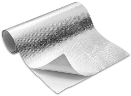 Hitzeschutzfolie Selbstklebend, 60 x 250 cm Hitzeschutzmatte, Hitzeschutzplatte, Selbstklebende Alufolie für Schlauch und Automatische Verwendung