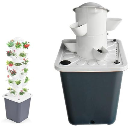 Smart Vertical Hydroponic Tower System | Aeroponic Indoor Garden Kit | Mobile Water Tank & Pump Included | Gardening Gift Set for Plant Enthusiasts