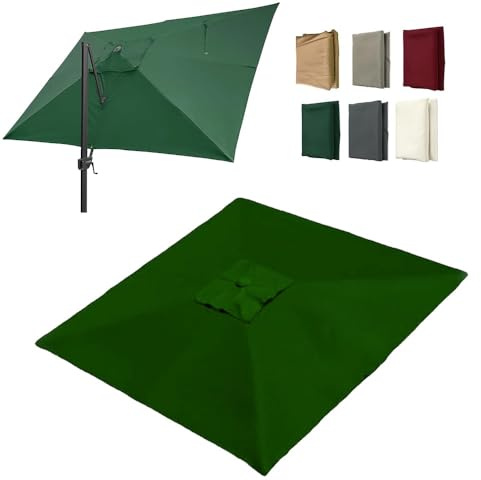 IMUNKT 3x4m Rettangolare Telo Di Ricambio Per Ombrellone A Sbalzo Copertura Di Ricambio Superiore Ombrellone Da Giardino, 8 Stecche, Anti-UV(Green,3x4m (10'x13'))