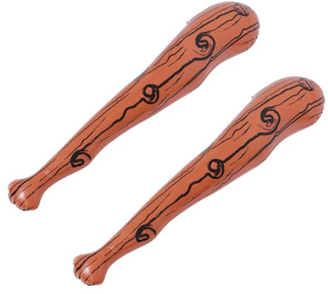 WEKAMOS 2pcs PVC Inflatable Baseball Bats Cheering Sticks Party Favors Leakproof Brown Striped Game for Birthday Carnivals and Sports Events