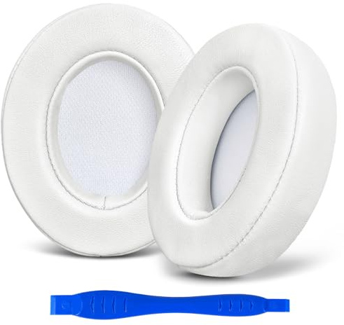 Aurivor Studio 3 Replacement Ear Pads for Beats Studio 3/2 Headphones, Cushions Earpads with Genuine Lambskin Leather, Softer Memory Foam, Stronger Adhesive (Lambskin-White)