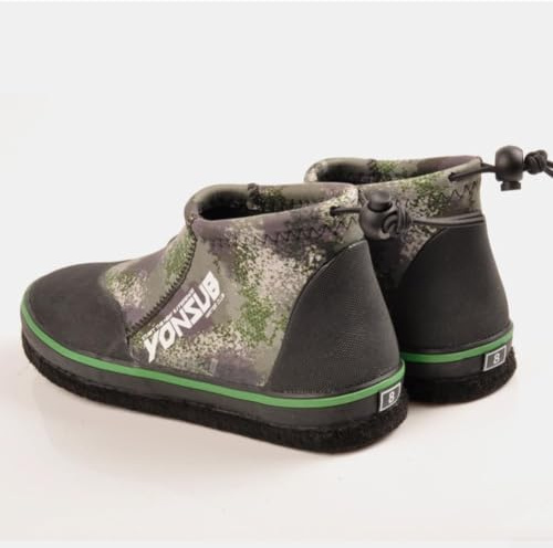 Scarponi da pesca in neoprene da 5 mm, con suola in feltro e chiodi in acciaio, antiscivolo, per spiaggia rocciosa e fango, scarpe basse da trekking unisex (11 (45) verde militare)