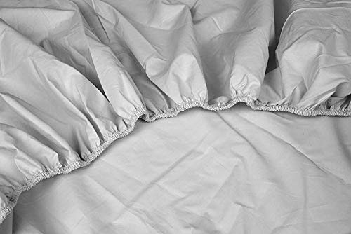 Kayori Shizu Perkalspannbettlaken 40cm Steg Größe 80-90x200cm Farbe Silbergrau Uni Einfarbig Topper Baumwolllaken Betttuch Percale-Baumwolle Spannbetttuch Boxspringbett