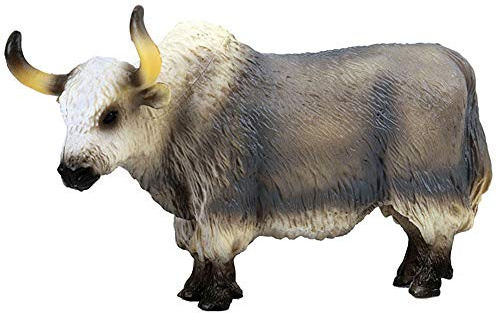 JOKFEICE Grauer Yak Figuren Realistisch Tierfiguren Frühe Erziehung Hundespielzeug Wissenschaftsprojekt Weihnachten Geburtstag Kuchendeckel Kinder Kleinkind (Grey)