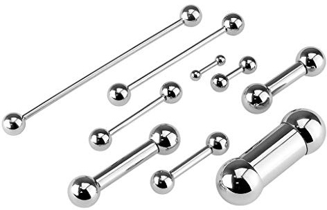 The Goldmine - 316L Surgical Stainless Steel Barbell - bar width 6GA(4mm) x bar length 12mm x 8mm ball size