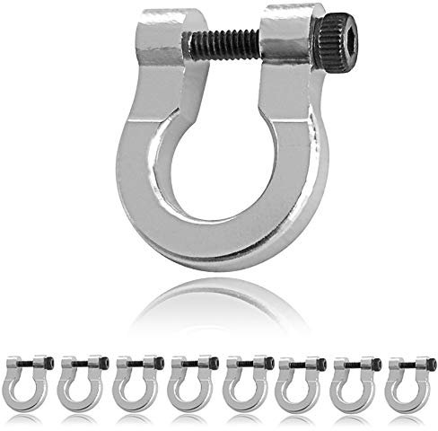 Ganzoo Mini Schäkel Omega-Form aus Metall, silber, 8er Set, Schraub-Drehverschluss für sichere Verbindung, DIY Zubehör für Paracord 350, Flechten Basteln, Kordel Gurtband Halsband, Maße 17x13mm, 2,5mm