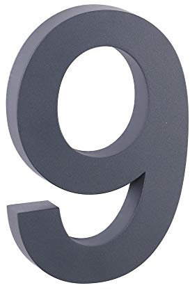 3D-Hausnummer 9 Edelstahl V2A H25cm Höhe 250mm in anthrazit RAL7016 erhältlich 0 1 2 3 4 5 6 7 8 9 a b c d (9)