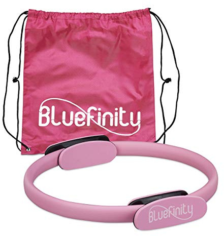 Bluefinity Pilates Ring 4er Set mit Übungen, Doppelgriff, gepolstert, pink | Widerstandsring Yoga, Fiberglas, Fitness Ring Ø 37cm