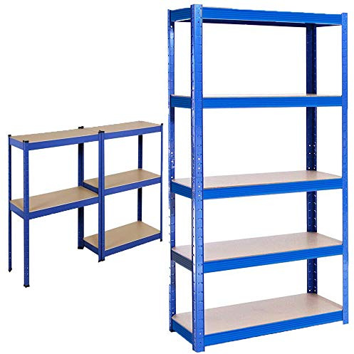 ANSIMIDA Heavy Duty 5 Tier Boltless Shelving Unit Greenhouse Garage Utility Home Storage Rack 1500x700x300mm, Blue