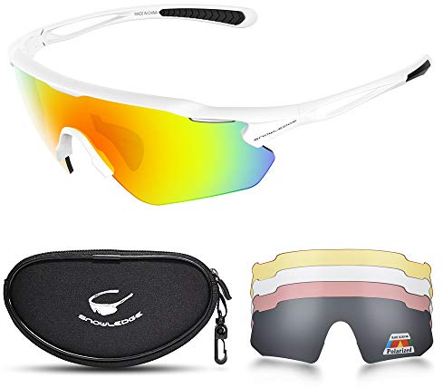 Snowledge Sportbrille Fahrradbrille Herren und Damen Radsportbrille Sonnenbrille Erwachsene Sport Radbrille Polarisiert Windschutz Brille Motorradbrille Rahmen TR90 UV400 Schutz