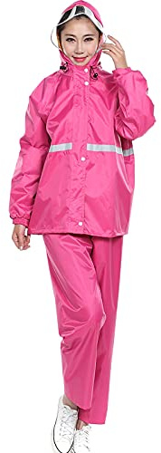 ANUFER Unisex Adulto Tuta Antipioggia Giacca & Pantaloni Impermeabile da Motociclista SN070866 Rosa Taglia 2XL
