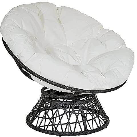 Papasansessel Kissen Polster für Gartensessel Wasserdicht Hängesessel Kissen Schaukelstuhlkissen Rund Papasan Ersatzpolster für Indoor Outdoor Garten,Weiß,120 * 120cm