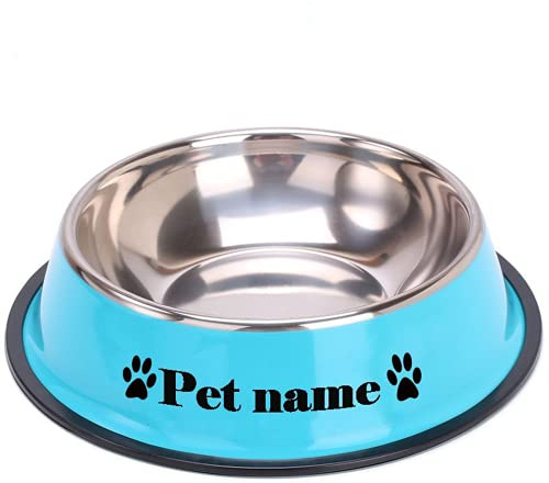 CZD Personalized Dog Bowl with Your Pet's Name,Personalised Dog Food Bowl,Stainless Steel Dog Bowl,Pet Water Bowl,Personalised Gifts for Dogs (26cm x20cm,Blue)