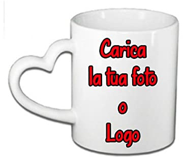 Tasse en céramique avec poignée en forme de cœur, Mug Personnalisé avec Photo Imprimée, Objet Personnalisable pour Micro-ondes de 325 ml pour Boissons Chaudes ou Froides