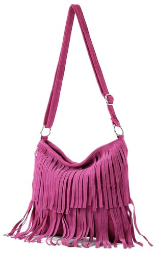 Modarno Sac à bandoulière avec franges en daim - sac bandoulière femme en daim