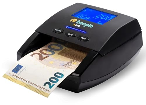 beeplo b330 | Detector de Billetes Falsos EUR | 100% Fiabilidad | Verificación Precisa Automática de 5 Divisas: EUR, GBP, CHF, NOK, SEK | Sin Batería