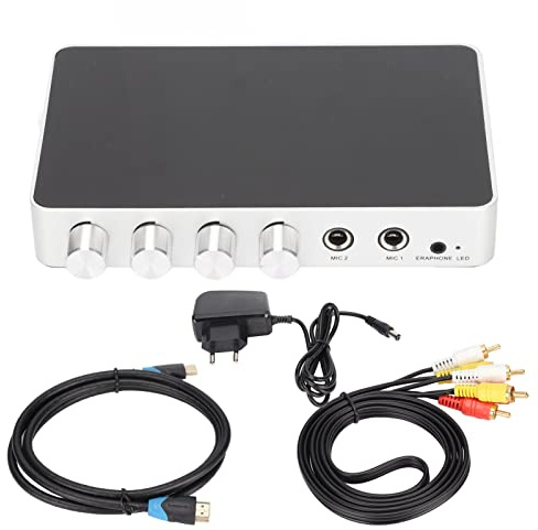 HDMI Mixer, 4K 1080P Digital Sound Mixer DC 12V Einstellbarer Mikrofonverstärker Mixer für Android TV Boxen, DVD Player, Laptops und Computer(EU-Stecker)