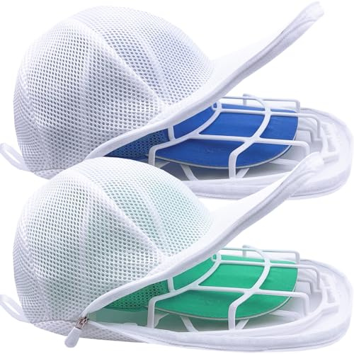 MCHKJ Hutwaschkäfig für Waschmaschine, Kappenwascher mit Netztaschen, Hutwascher für Baseballkappen, Hutreiniger/Reinigungsschutzkäfig (Weiß, 2 Stück)