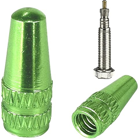 Fantic26 Lot de 2 bouchons de valve de vélo en aluminium SV Presta/Valve française pour I MTB I Ebike I Vélo de course I Gravel 1 paire (2 pièces) (vert)