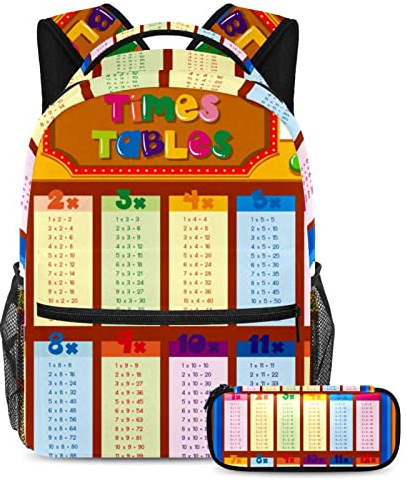 VAPOKF Schulranzen-Set für Teenager, Mädchen, Jungen, Schüler-Büchertasche, Rucksack mit Federmäppchen für die Schule – bunte Stundenpläne, multi, Einheitsgröße, Schulranzen-Sets
