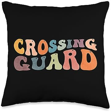 Crossing Guard Crosswalk Attendant Gifts Groovy Crossing Guard Crosswalk Attendant Throw Pillow, 16x16, Multicolor