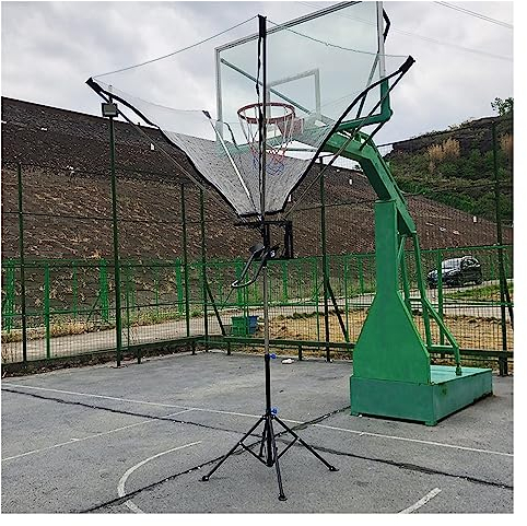 Tragbarer Schlagtrainer für Jugendliche/Erwachsene für traditionelle Stangen-/Wandkörbe, Basketballnetz-Fänger-Ballrücklauf – höhenverstellbar, mit um 180° drehbarer Rücklaufrutsch
