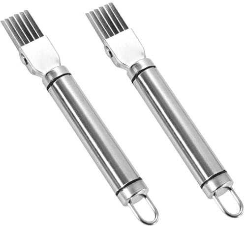 BESTonZON 2pezzi Cutter Acciaio Inossidabile Per Scaglie Di Cipolla Utensile Multifunzionale Per Verdure e Frutta Facile Da Usare Cucina Per Preparare Pasti Sani