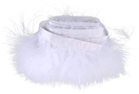 Handwerk Federbesatz, Asudaro Natürlicher flauschiger Federbesatz 2m Federfransenbesatz Federboa Türkei Federn Feder-Schal für Party/Hochzeitskleid/Nähen/Kostüme/Dekoration Weiß