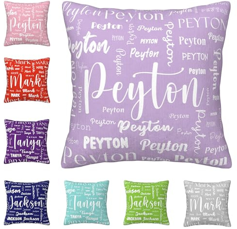 Ronuxon Personalized Add Your Name Pillowcase, Custom Pillow Cover with Name, Plush Pillowcase 45cm x 45cm, Custom Couple Gifts, Pillow Case for Naptime Bed Couch
