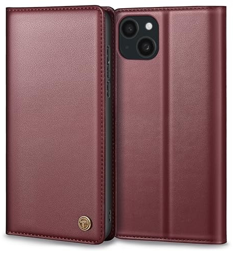 Thorhülle Handyhülle für iPhone 13 Hülle, Premium Lederhülle Schutzhülle Tasche für iPhone 13 Hülle Wallet Kartenfach Standfunktion Flip Case für iPhone 13 Klappbar, Weinrot