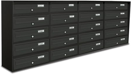 ALUBOX SLIM Cassette Postali Condominiali 20 Posti 63X154,5X30 Cm In Lamiera Zincata E Alluminio Cassetta Postale Da Esterno Condominiale Sistema Anti Prelievo Resistente All'Acqua (ANTRACITE)