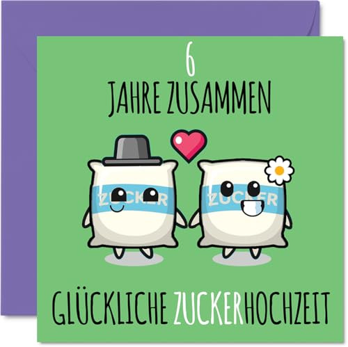 Stuff4 6. Hochzeitstag Karte Liebe, 6 Jahre Zusammen Zucker Hochzeit