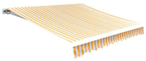 PURADAY Telo di ricambio per tenda da sole, 430 x 295 cm, girasole, giallo e bianco, protezione solare, ricambio per giardino, adatto per tende da sole, dimensioni 4,5 x 3 m, per ambienti esterni,