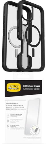 OtterBox Defender Series XT MagSafe Hülle für iPhone 16 Plus, stoßfest, Ultra-robust, schützende Hülle, Transparent/Schwarz, Keine Einzelhandelsverpackung mit Premium Glass Displayschutz