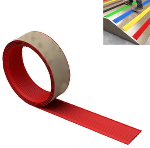 Gummi-Treppennase, selbstklebend, rutschfest, für Holzstufen, Beton, Teppich, Fliesen, Rot, 6 m