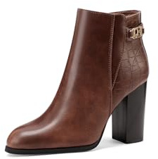 QUEEN HELENA Tronchetti Stivaletti con Tacco Alto Casual Donna X31-121 (Cuoio, Sistema Taglie Calzature EU, Adulto, Donna, Numero, Media, 36)