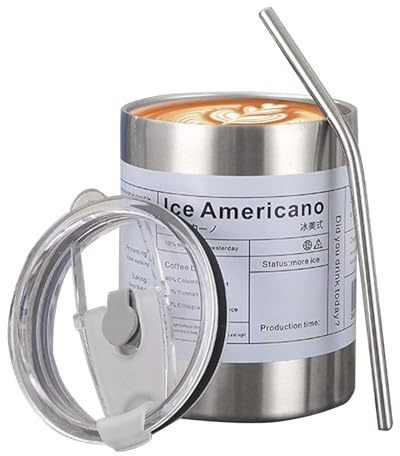 Americano Tumbler - da caffè in bottiglia d'acqua da 320 ml | Bicchiere da caffè portatile, bottiglia d'acqua isolata, bicchiere con coperchio, bicchiere sottovuoto a doppio strato per spiaggia