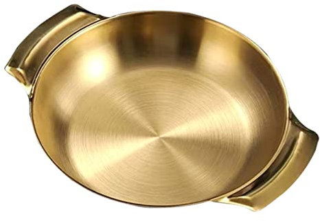 IMIKEYA Edelstahl Kochtopf Mit Doppelgriff 18cm Multifunktions Paella Pfanne Schnelles Erhitzen Lebensmitteltauglich Für Koreanische Meeresfrüchte Küche Und Dinnerpartys